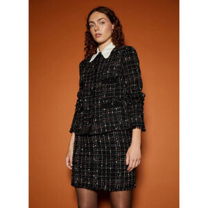 LK Bennett Angelica Black Multi Fleck Italian Tweed Jacket Classy Work US 16